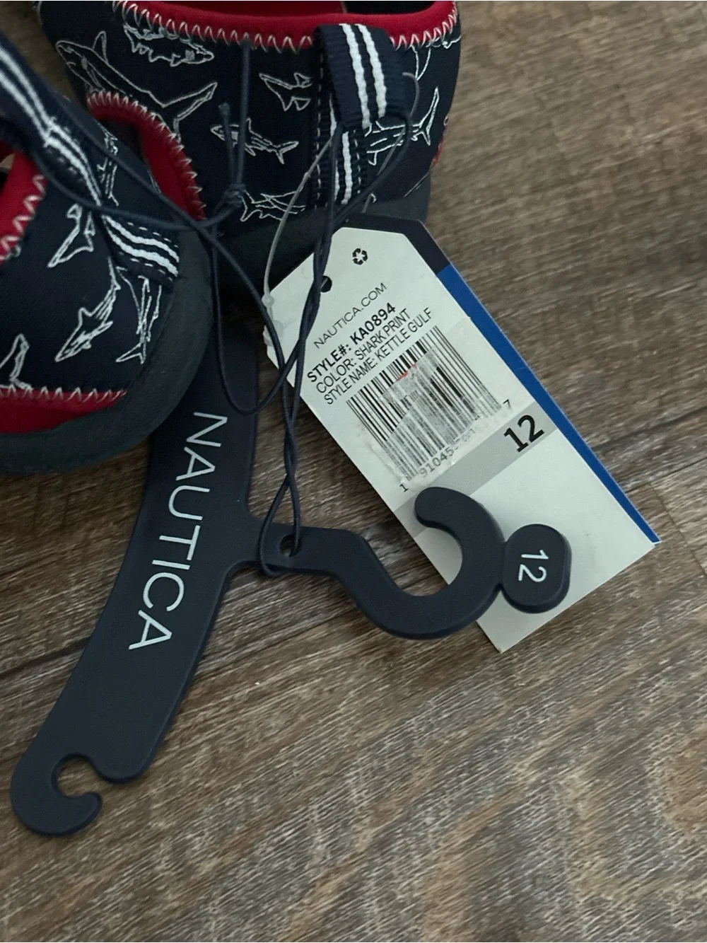 Nautica Kids Navy Shark Print Water Shoes with Red Trim